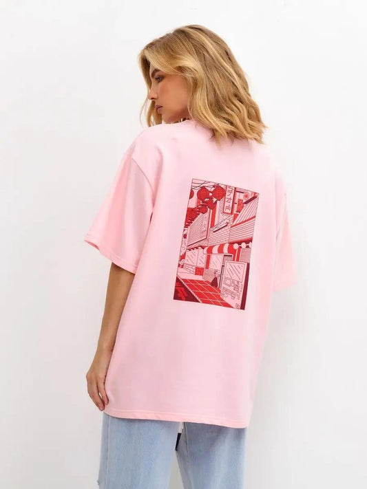 T-shirt Oversized Pink Tokio