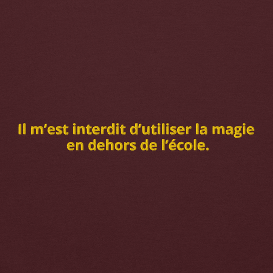 Sweat "Il m’est interdit d’utiliser la magie"